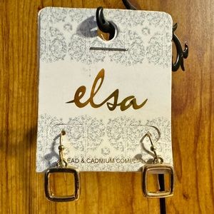 Elsa Gold Tone Square Dangle Earrings
